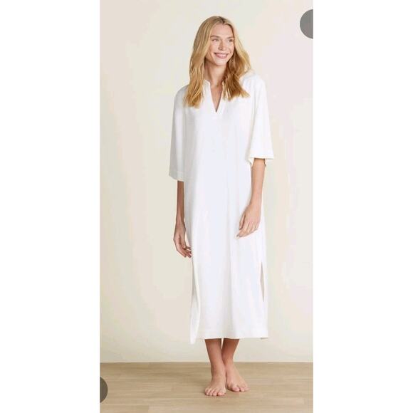 Barefoot Dreams Other - Barefoot Dreams Women Cozy Terry Placket Dolman Sleeve Midi Caftan SeaSalt/Cream
